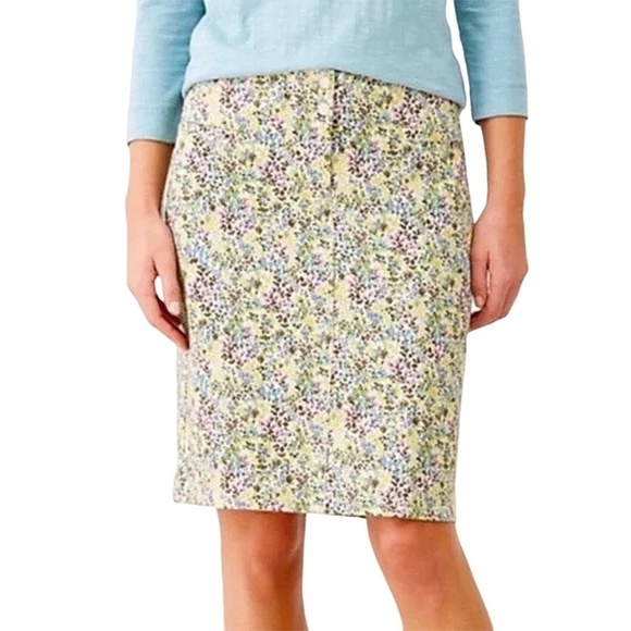 J. Jill Stretch Cotton Skirt Seasalt DF Floral Print Generous Sizing - Picture 2 of 13
